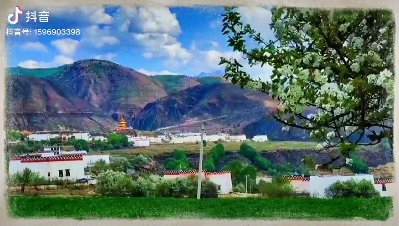 香巴拉乡城县春天里的青德镇天音流浪于田间地头天音视角