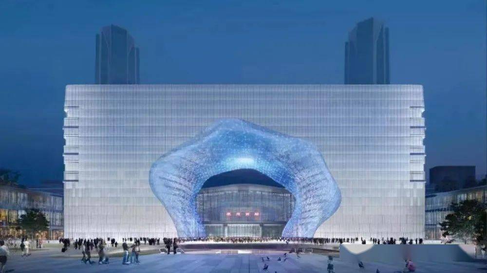 着西站站房和周围的高层办公,裙房商业,休闲等综合开发项目的"云门"