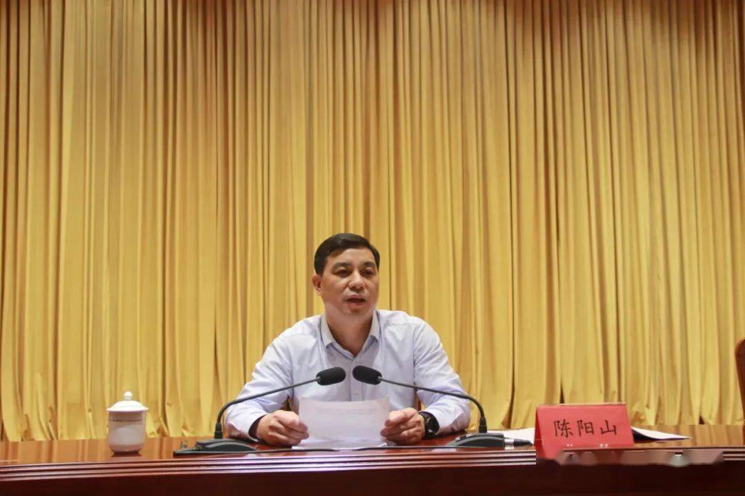 会议由市政府副秘书长邱志鹏主持,市政府副市长陈阳山出席会议并讲