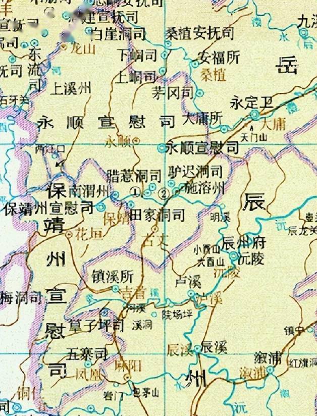 府的盧溪縣(含今瀘溪,吉首地),永順等處軍民宣慰使司(含今永順,古丈