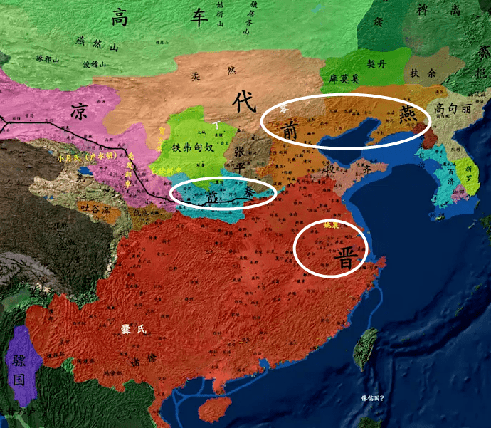 353年形势图 冉魏灭亡苻健知道,东晋不敢对付前燕,肯定会冲自己来