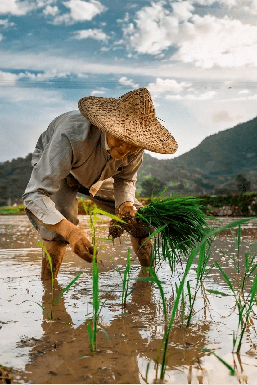 的秧苗时沉寂了一个冬天的田头顷刻间被插秧歌所掩盖人们乐了插上秧
