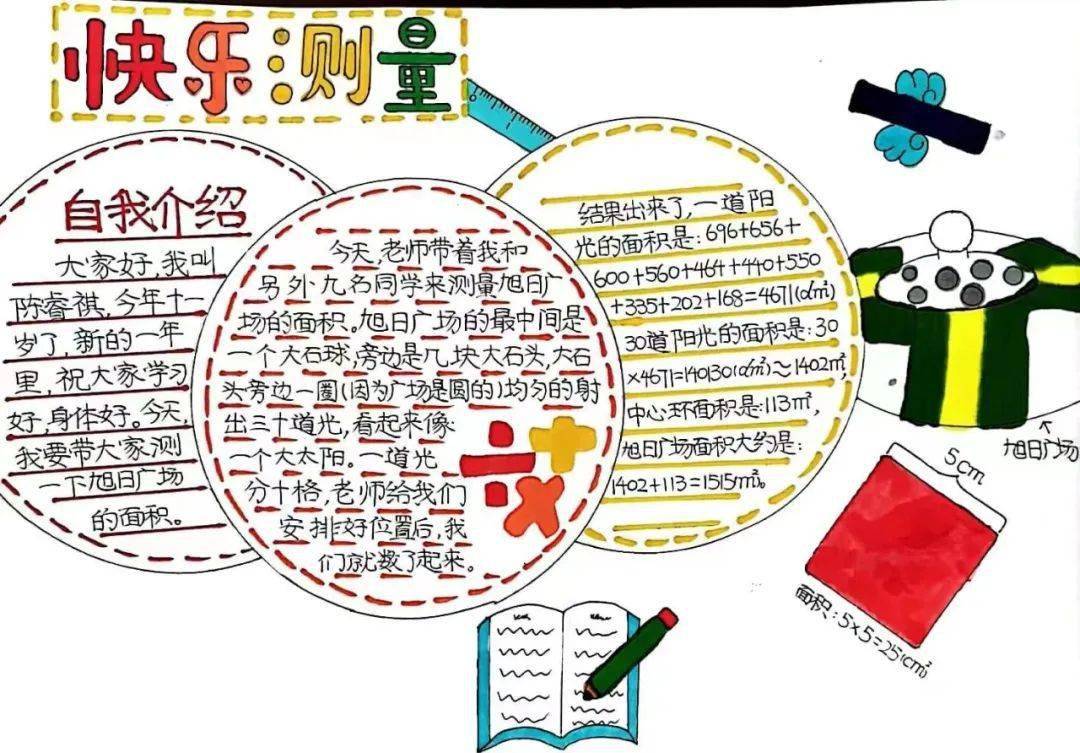 經過測量,記錄等手法,變成了一幅幅美麗的手抄報