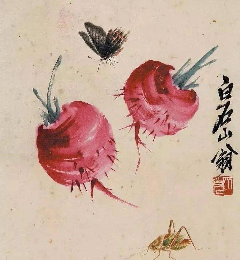 国画大师笔下的红萝卜,个个水灵_齐白石_经营_俞致贞