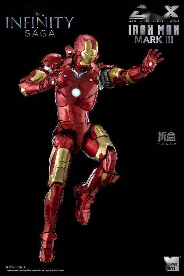 threezero漫威dlx钢铁侠mark3mk37寸可发光可动人偶