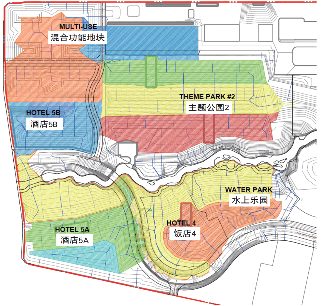 水土保持方案設計3)原方案在一期主題公園內的豎向等高線設計十分詳細