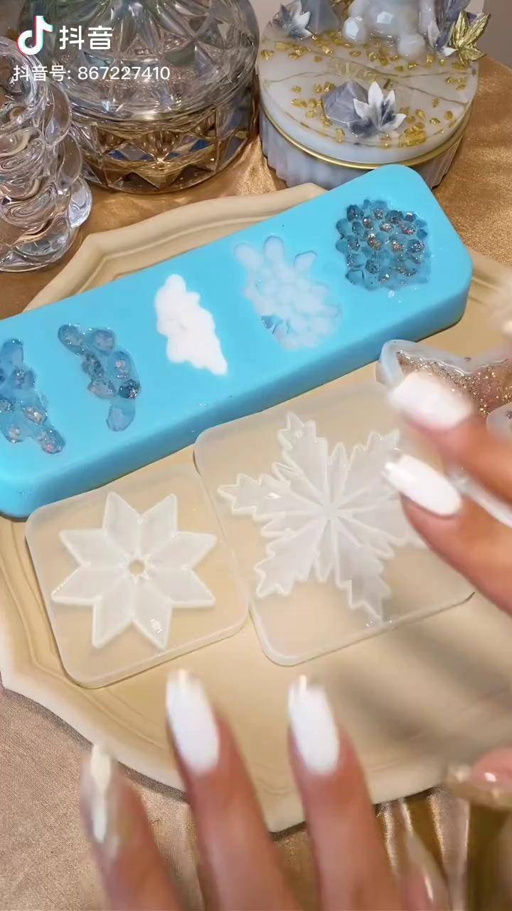 日常脱模滴胶脱膜滴胶脱模声控声控解压解压晶簇水晶雪花滴胶手工滴胶