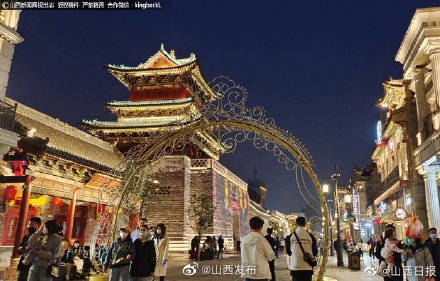 山西太原太原钟楼街夜色美