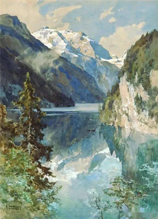 英国艺术家爱德华西奥多康普顿风景画