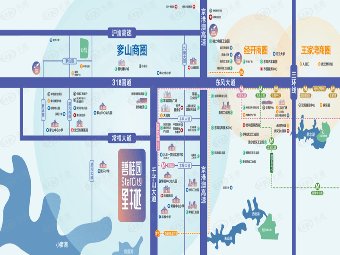 武汉碧桂园星樾位于蔡甸奓山千子山大道与常福大街交汇处以西,属于