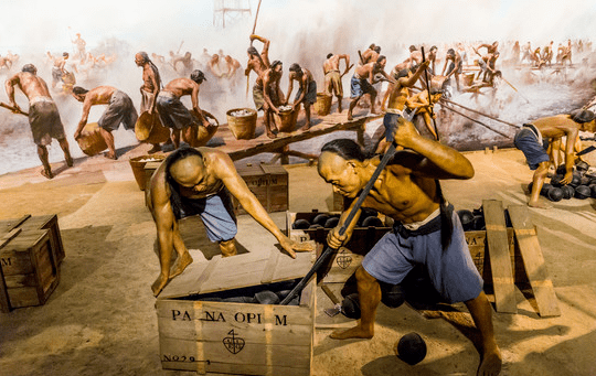 销烟开始随着林则徐一声令下这就是闻名世界的虎门销烟升腾起阵阵烟雾