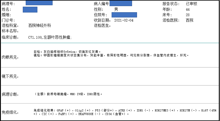 愛見新生一例膠質母細胞瘤患者who4級術後tmz聯合ttfields治療總生存