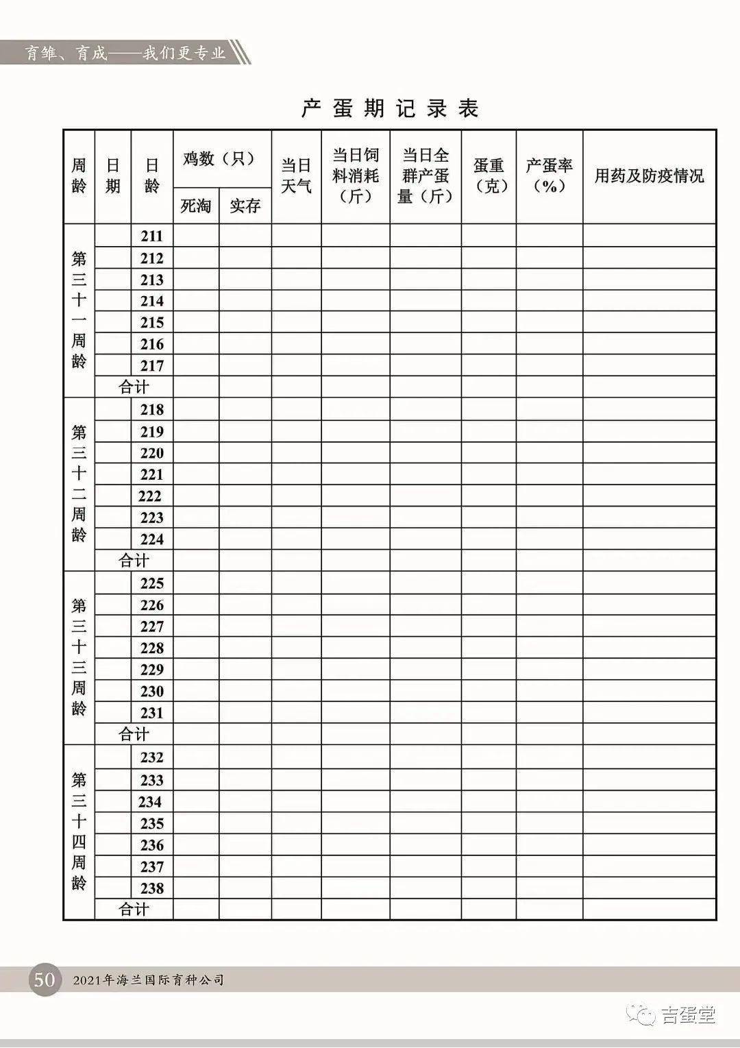 海兰褐生长周期表图片