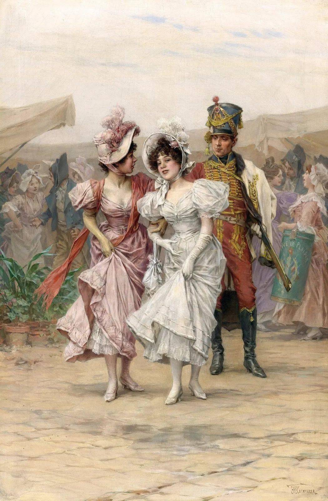 经典油画法式浪漫风格油画衣服质感人物神态表现得相当好