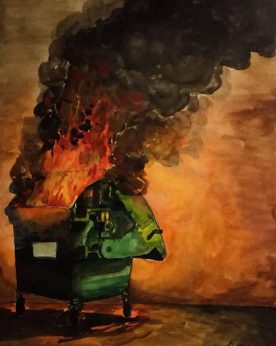 吹爆这位艺术家他画出了火焰的灼热感看得人脸颊发烫