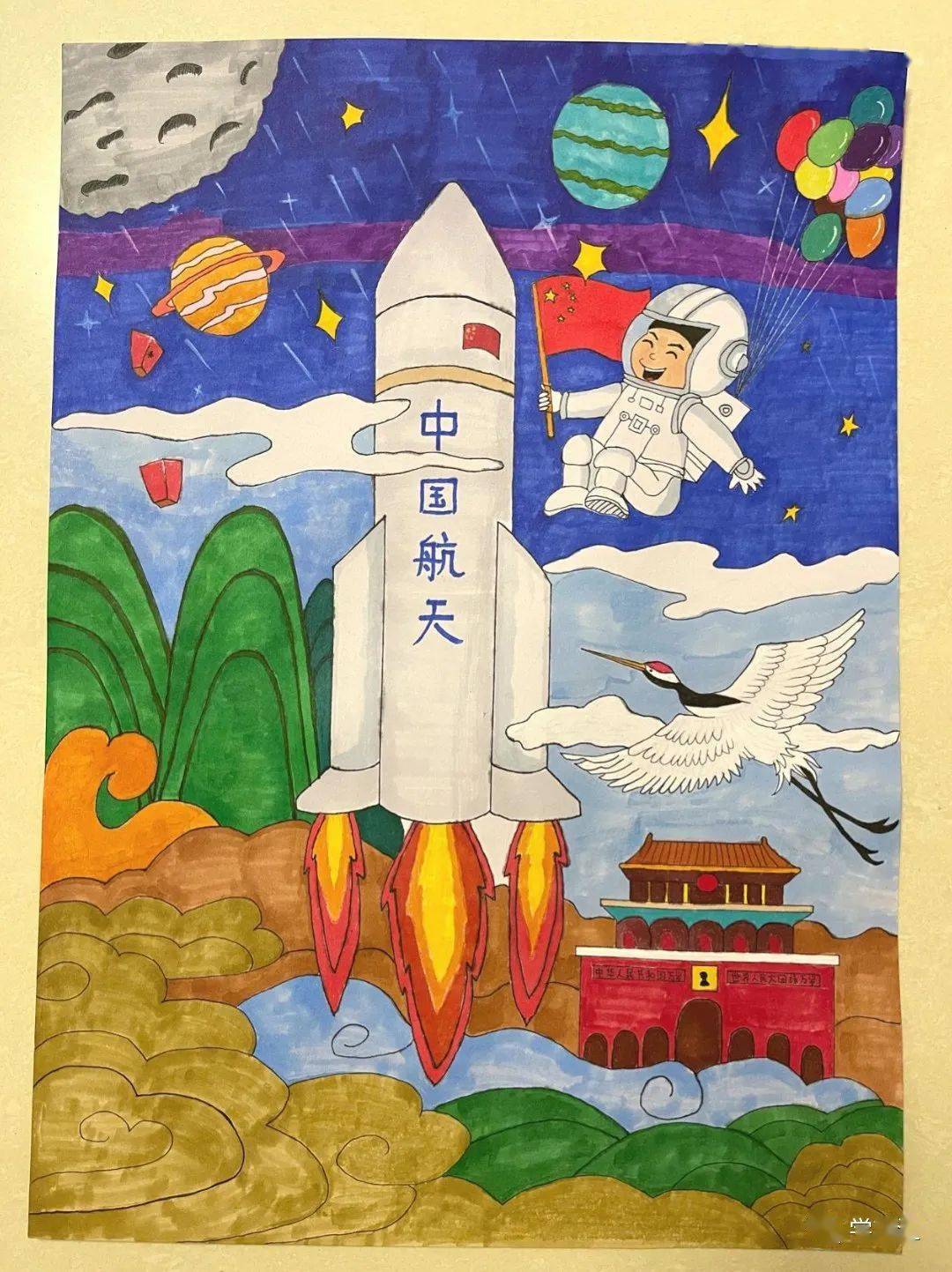 中国航天飞机绘画图片