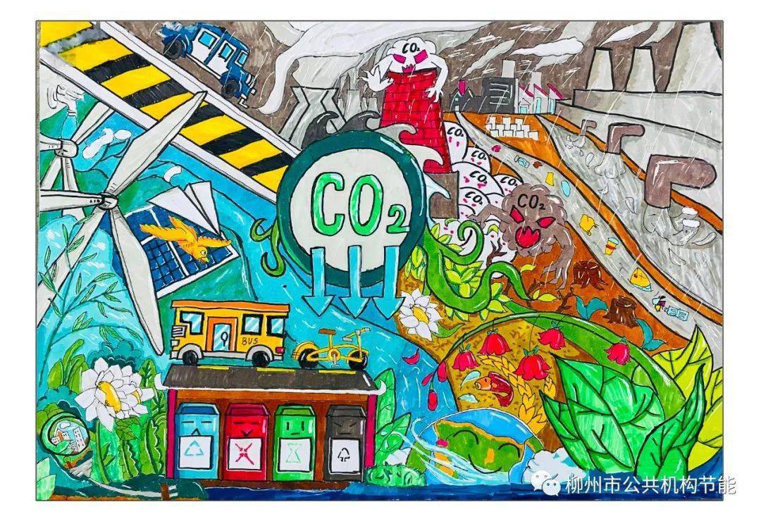 低碳主题书画大赛作品图片