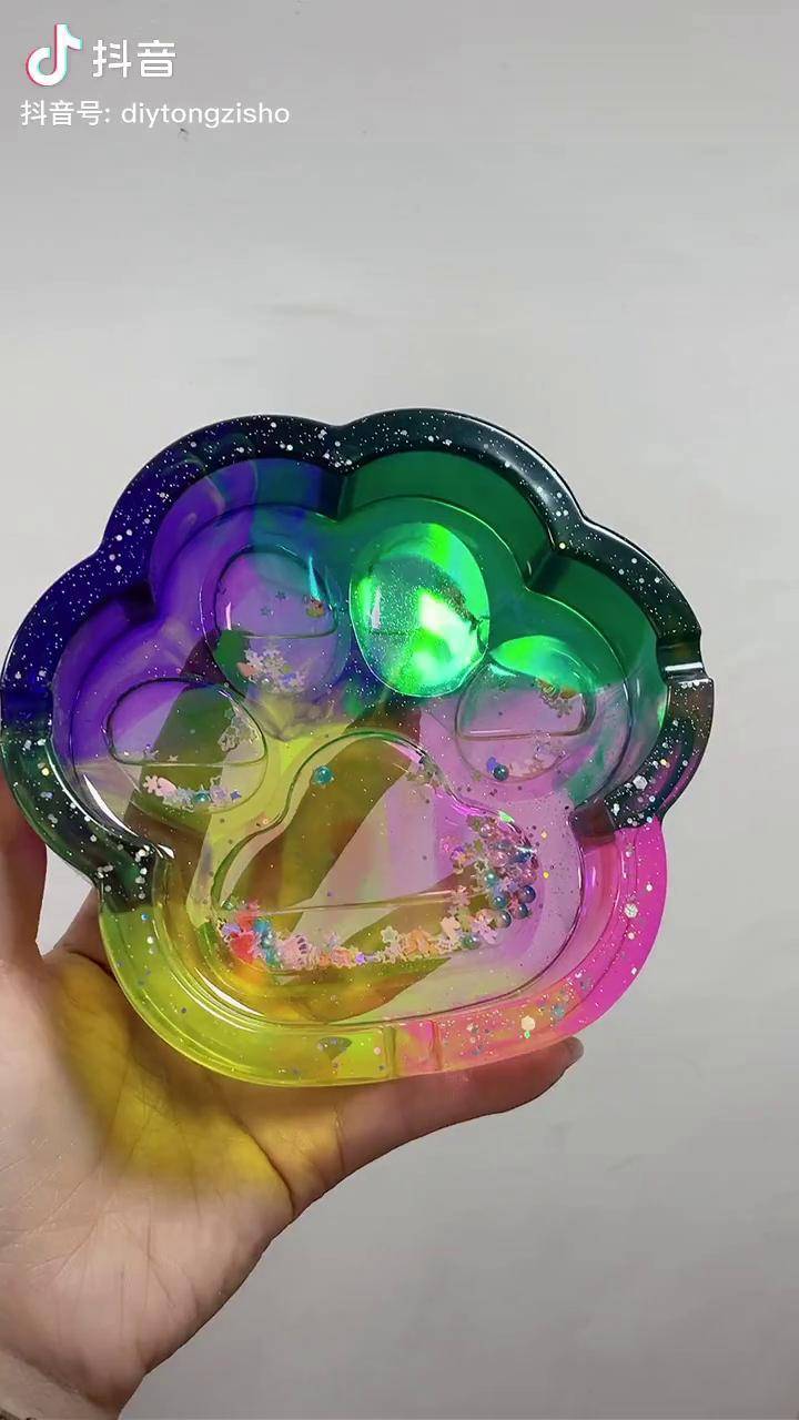 流沙猫爪烟灰缸滴胶猫爪 滴胶 滴胶手工_烟灰缸_流沙_手工