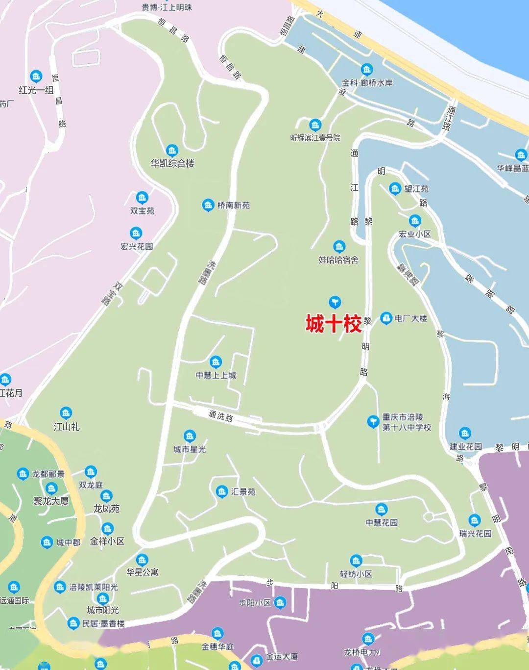 东面界线:建设路与通江路交汇处,沿通江路,黎明路,黎海路,黎明南路,至