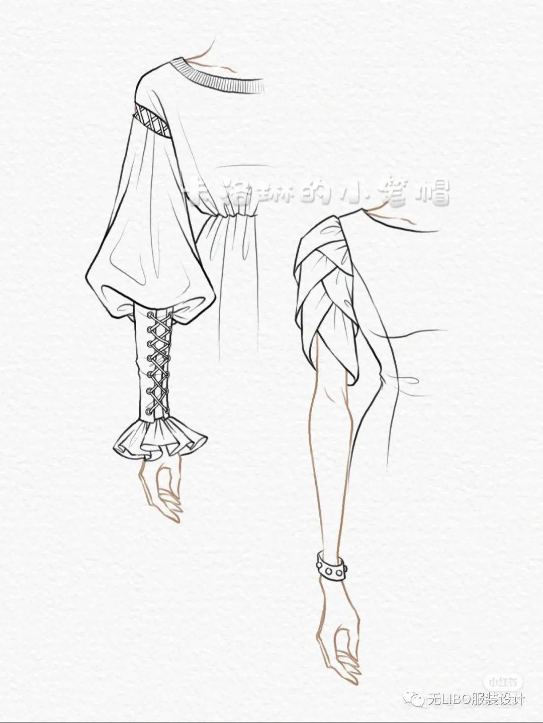 不做两袖清风的清官设计师300款袖子设计手绘线稿图叮咚收藏