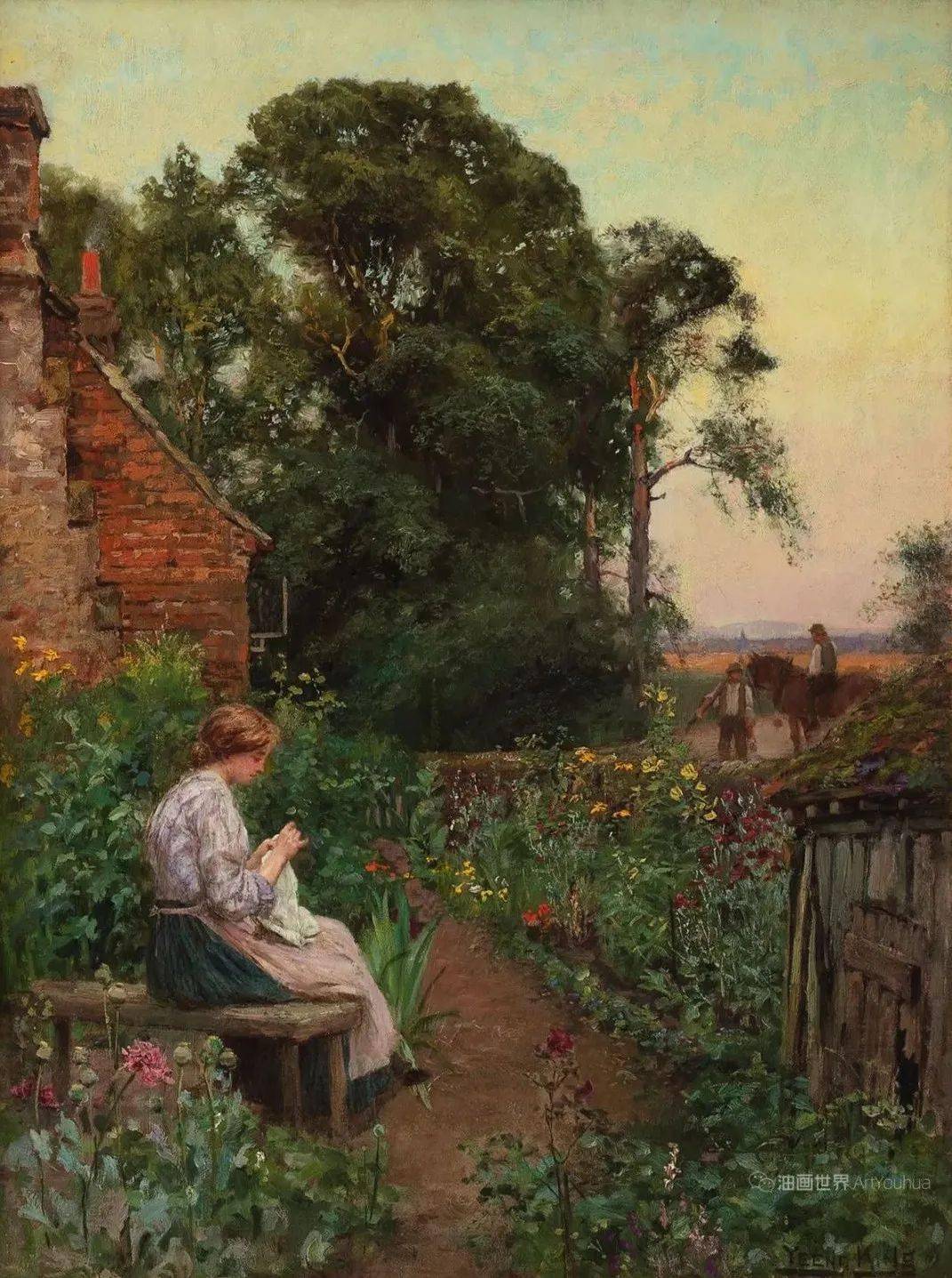 英国画家亨利约翰耶德金笔下的田园生活美丽的乡村女孩形象