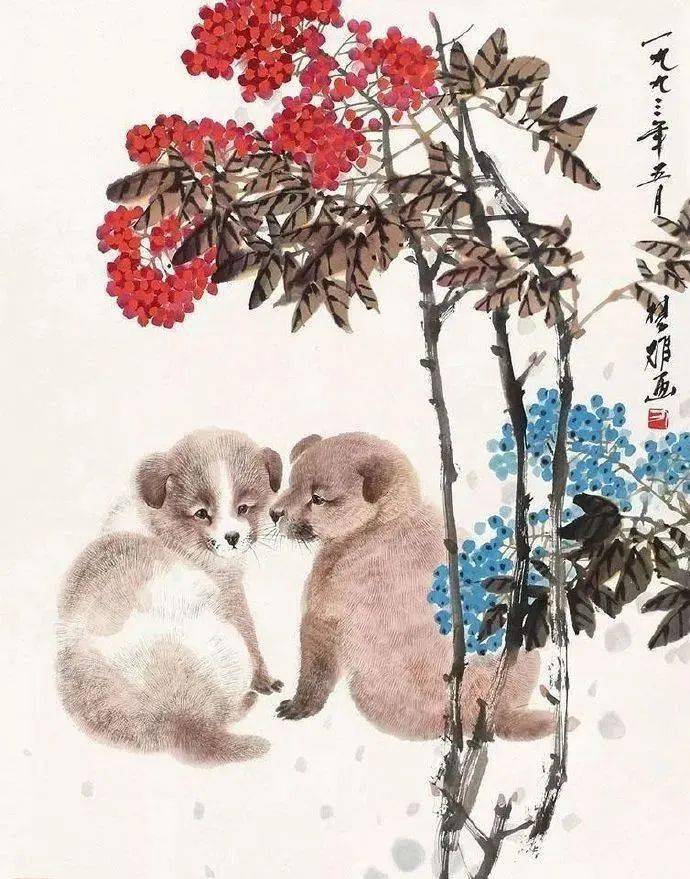 这些毛茸茸的小动物,太可爱啦~_楚雄_国画_广东