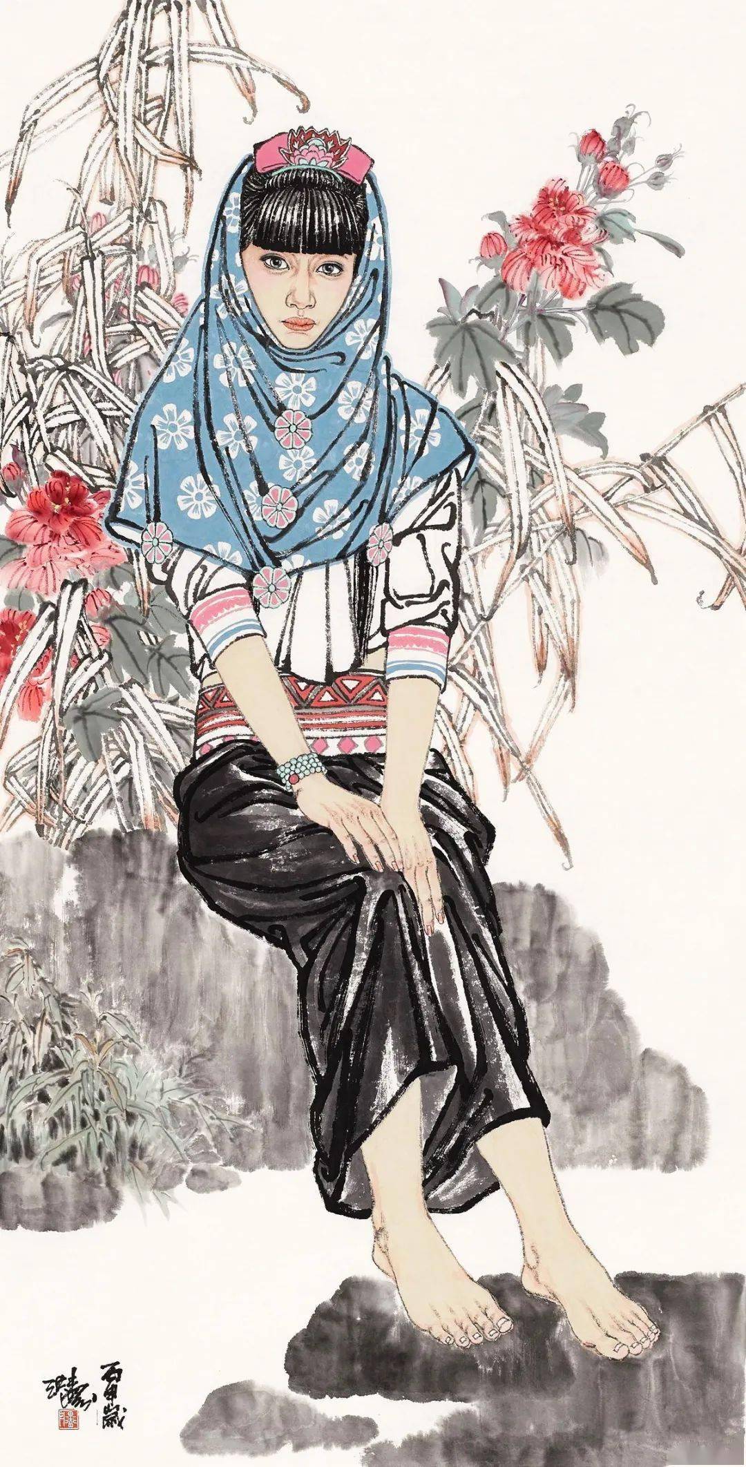 他的人物画唯美,传神脱俗_李洪涛_作品_国画