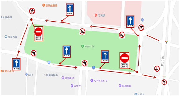 調整區域(調整前)為加強市區道路交通管理,有效緩解漯河市郾城區鐘樓