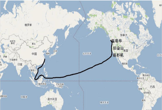 太平洋航线线路图图片