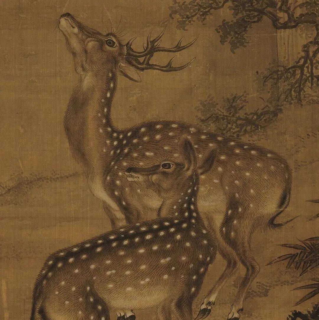 沈銓 双鹿図（双祿図） 中堂掛け軸　中国吉祥画　宣紙　書画工芸 赏画｜沈铨《双鹿图》_搜狐网