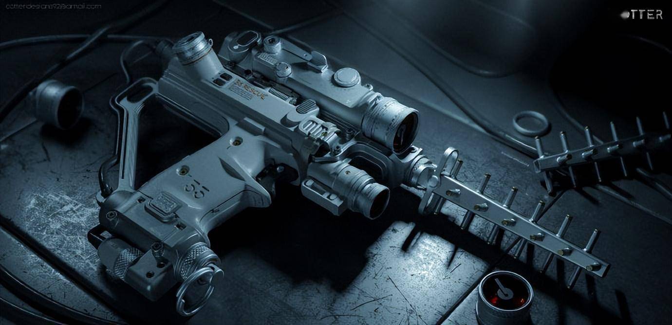 一组未来科技感物品设计对讲机用十种物品零件组合