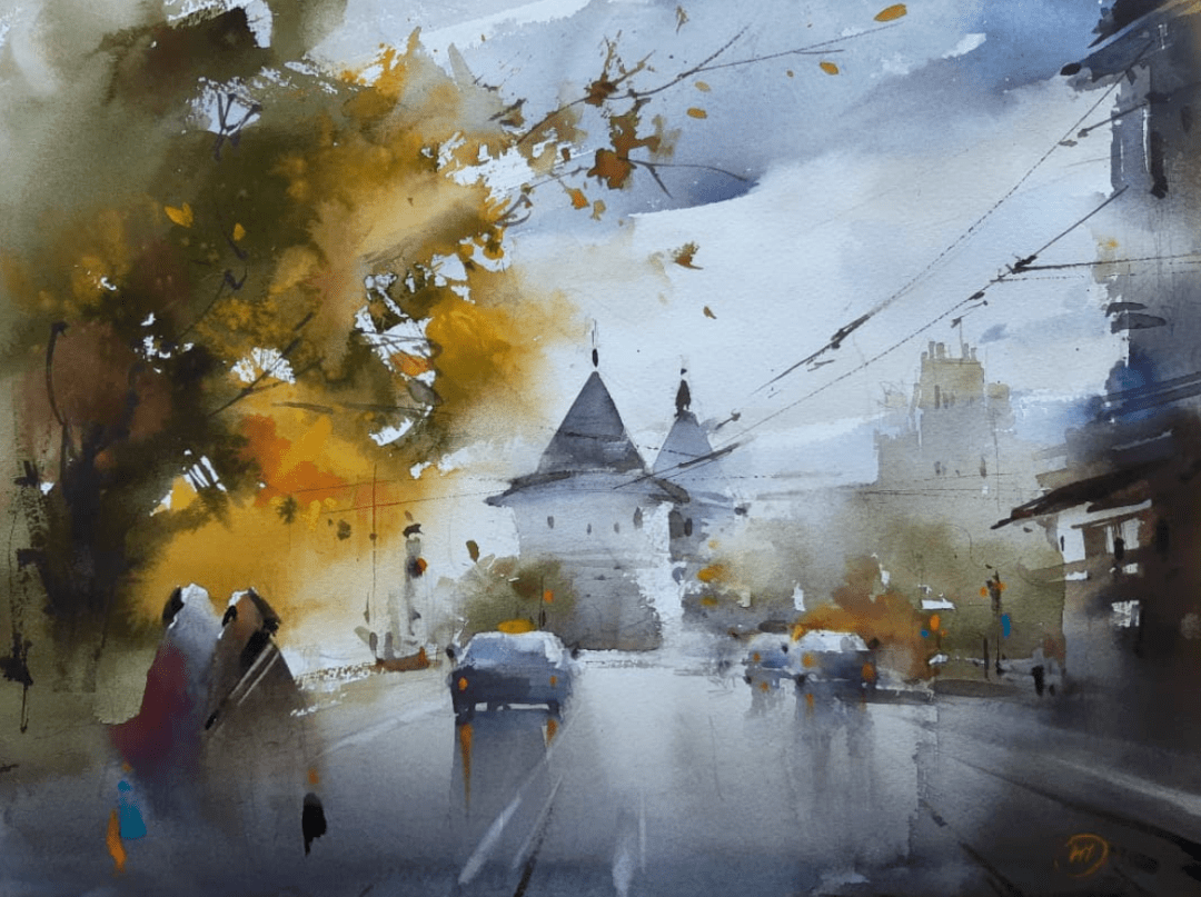 俄罗斯水彩画家ilyaibryaev作品欣赏街景系列四