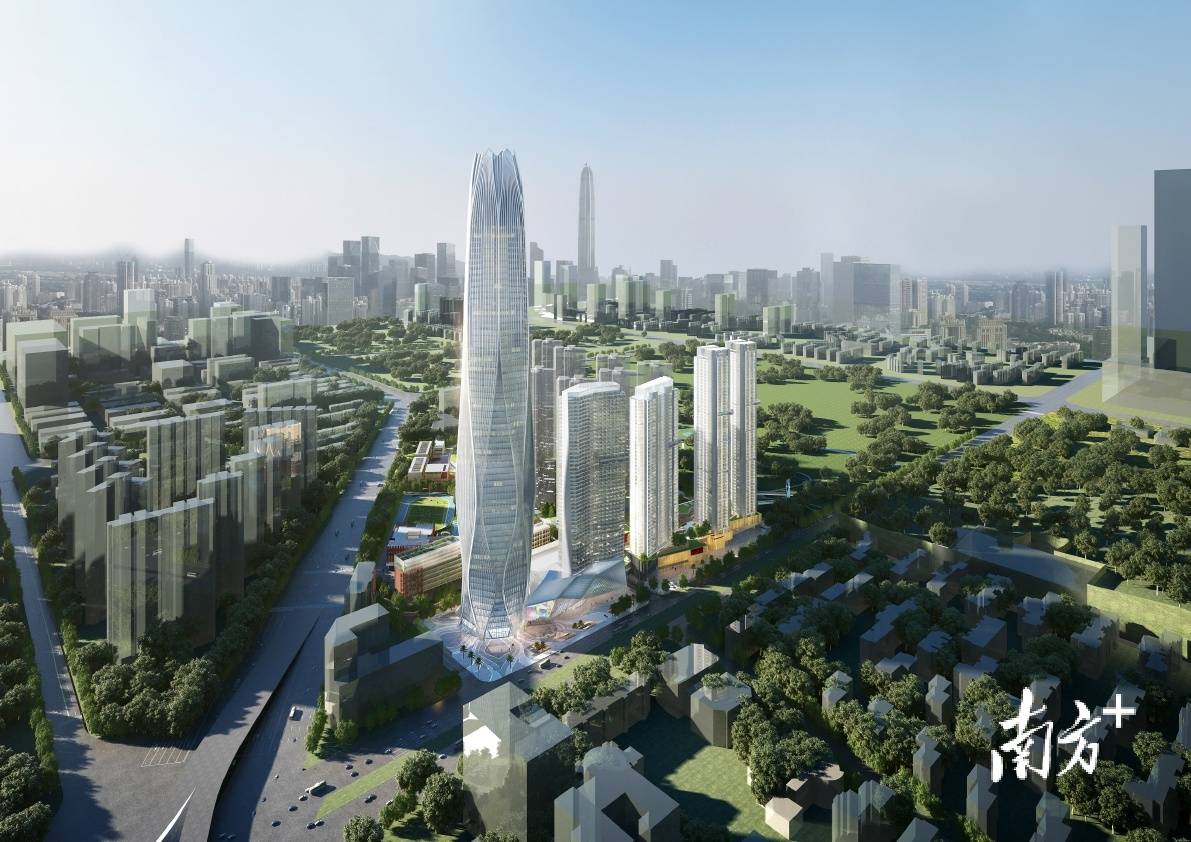 358米深圳棚改第一村华富村地标塔钢结构首吊完成