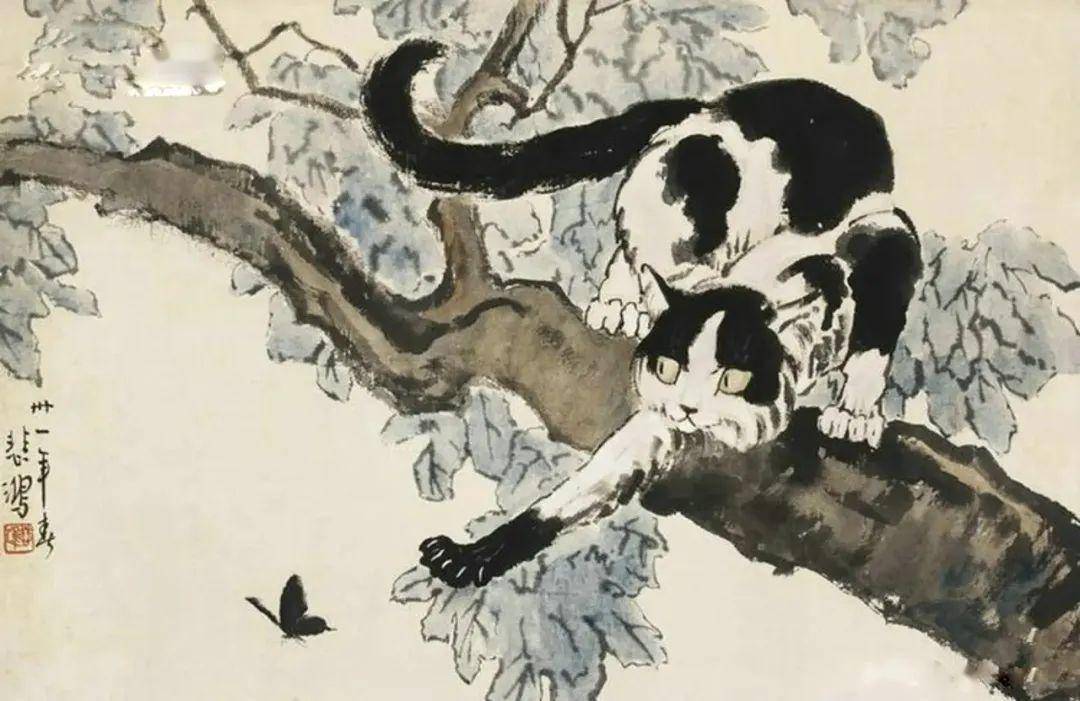 徐悲鴻風の「双猫図」 徐悲鴻風の「双猫図」 美術品・アンティーク・コレクション