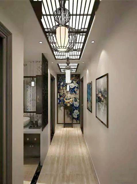 30个新中式走廊设计方案_过道_吊顶_空间