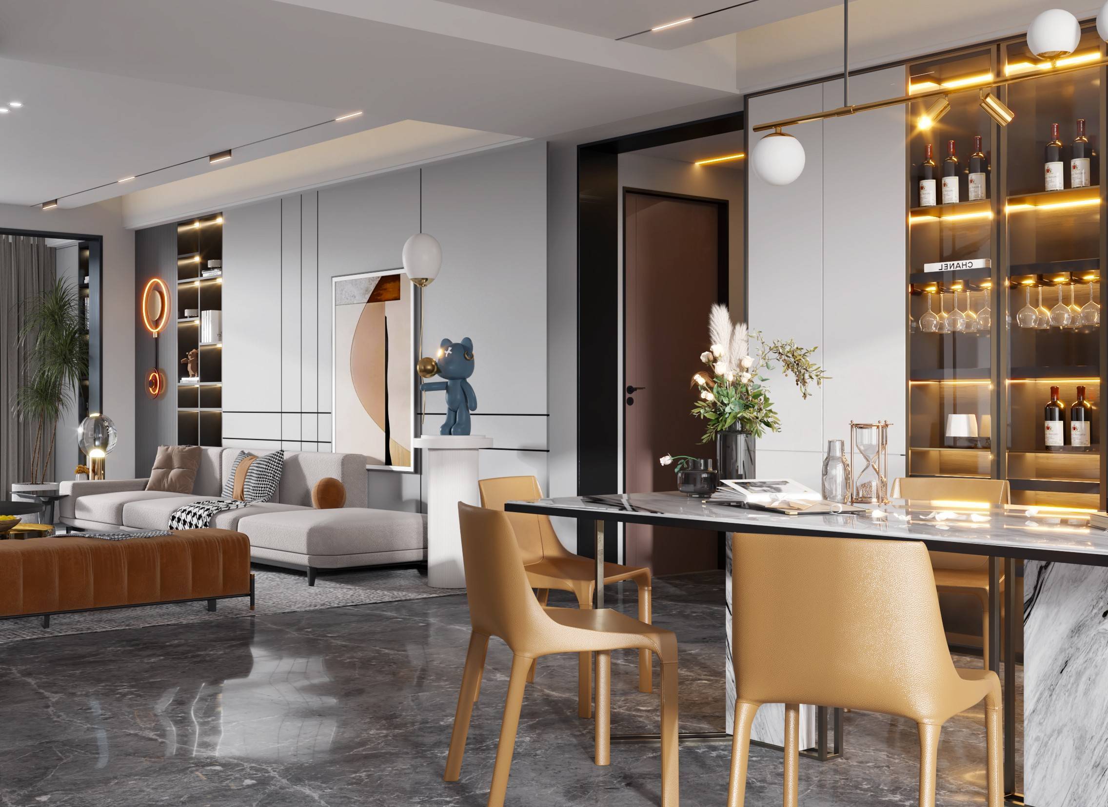 红田全屋定制:147㎡自然舒适的家居空间设计,让你感受优雅与时尚慢