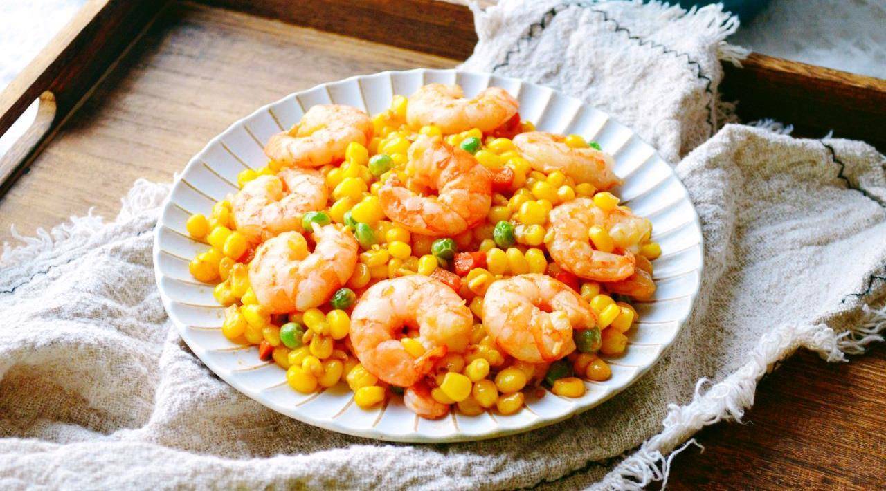 清爽开胃的三色炒虾仁,味道鲜美,营养好吃_生活_玉米粒_大虾