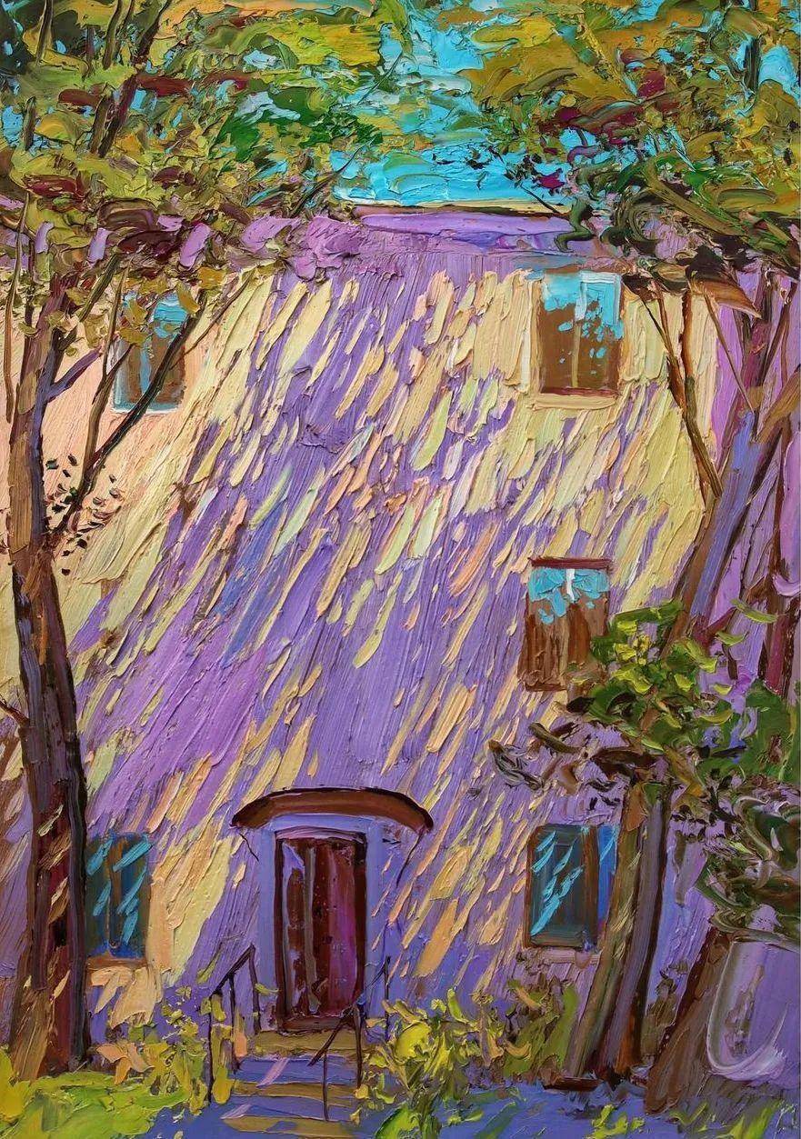 这蓝色的树影,光影也太绝了吧_sergiy_艺术_作品