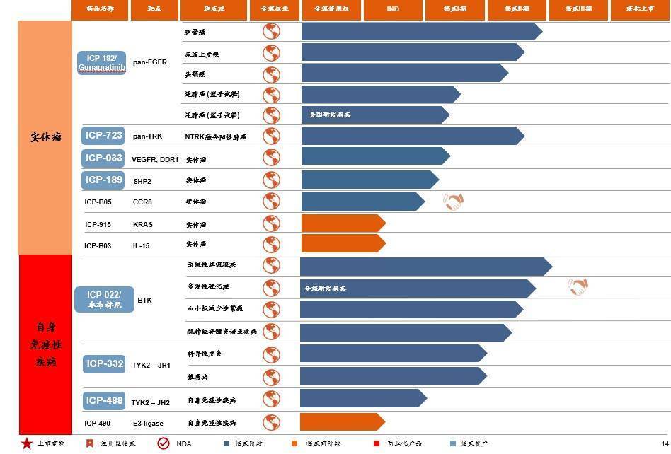 临床阶段,4款产品处于临床前阶段,正在中国和全球进行30多项临床试验