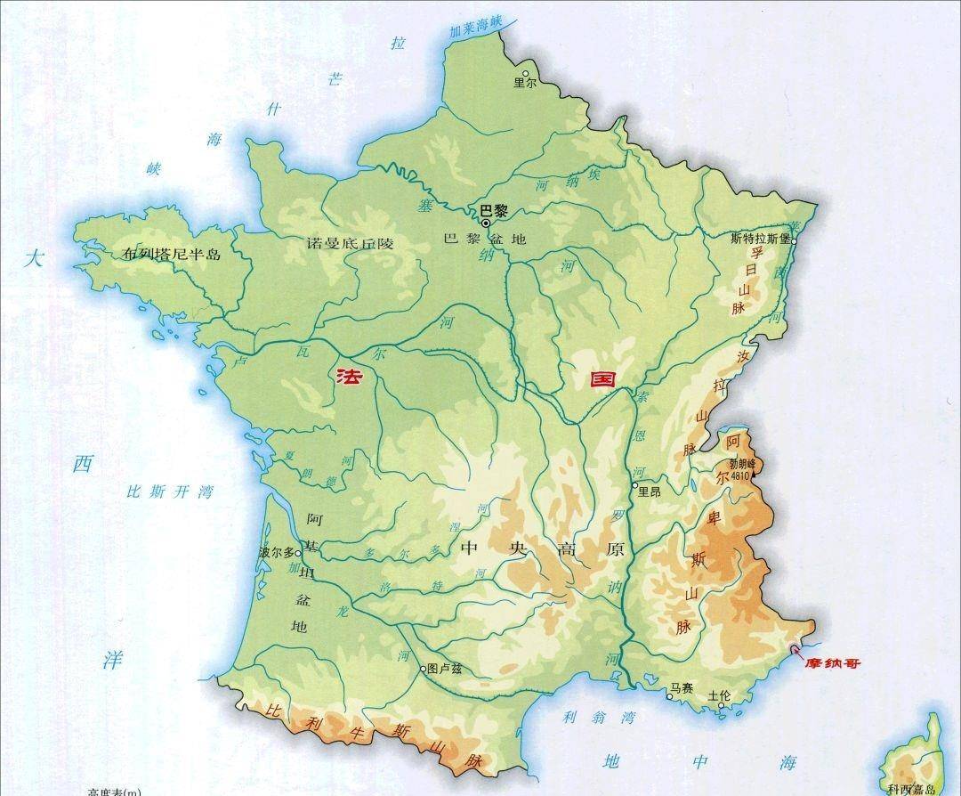 法国地形简图图片