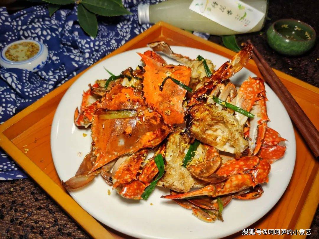 别再清蒸啦,推荐好吃的葱姜桂花炒蟹,鲜香肥美超诱人_笋笋_螃蟹