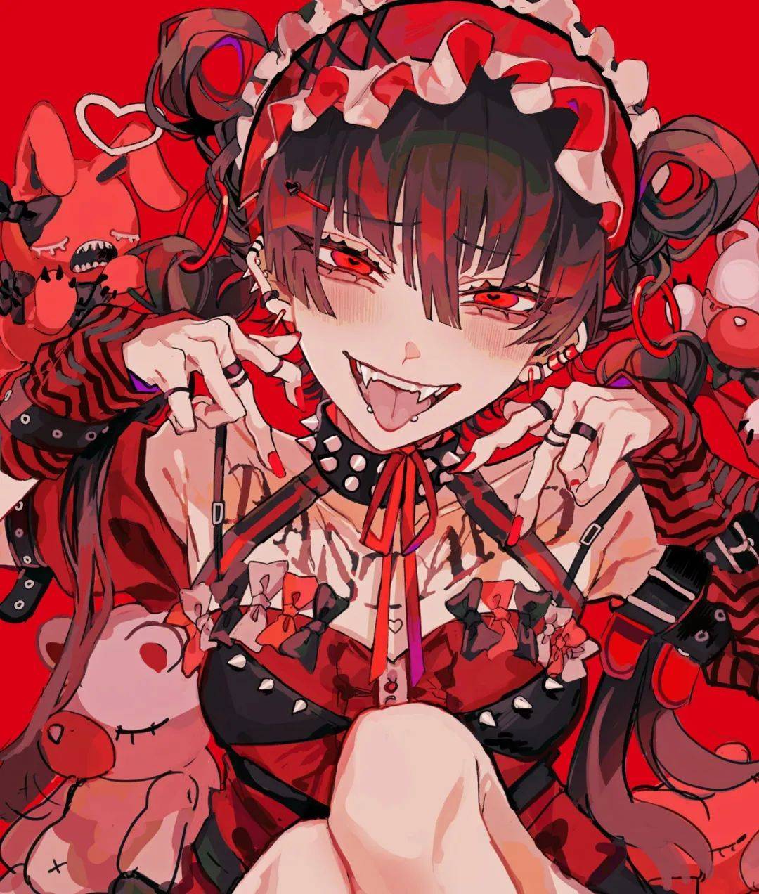 00后画师诡异又吸睛的"病娇朋克"风插画作品_下期_瞳孔_配饰