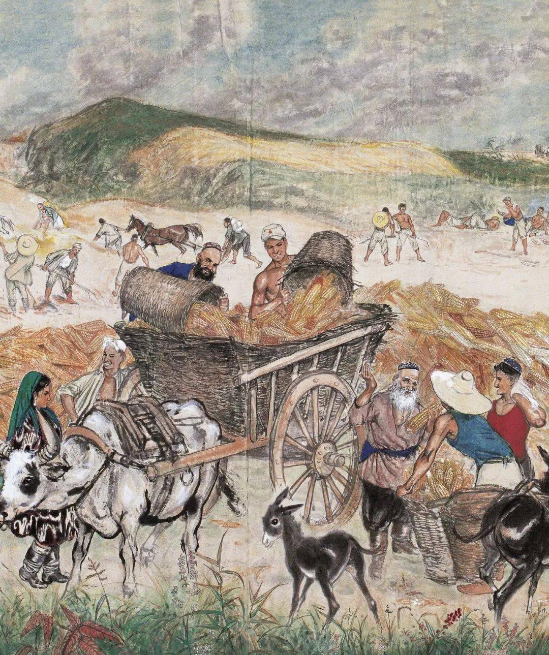 黄胄《丰收图》超千万成交创纪录_画面_近景_新疆