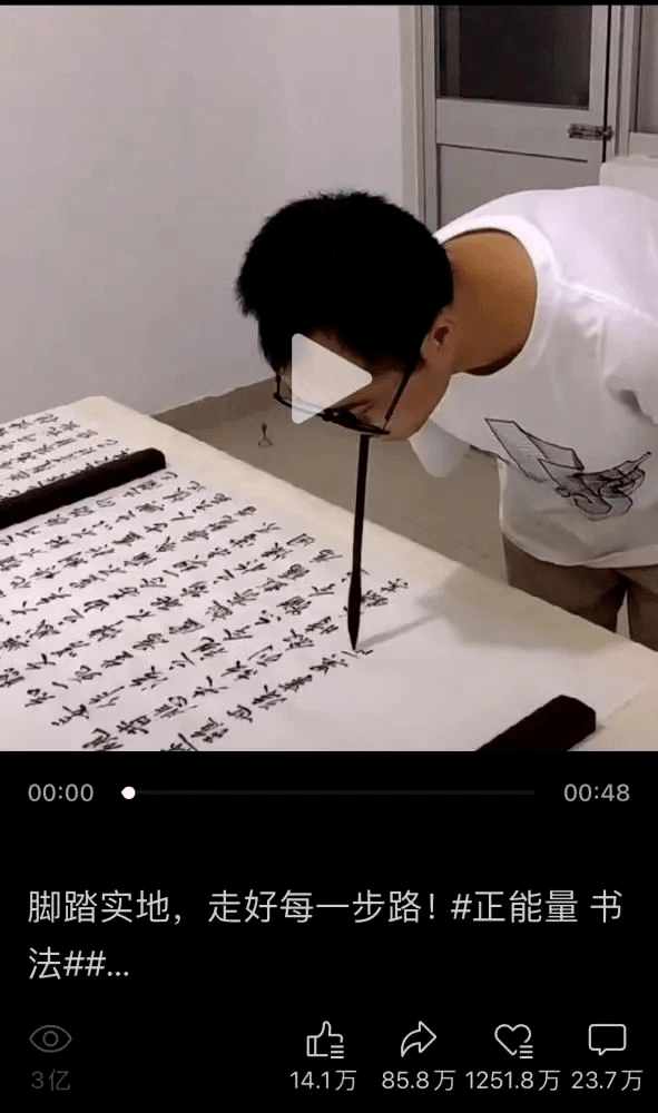 直播书法获超1200万点赞→_何子龙_网友_龙华明