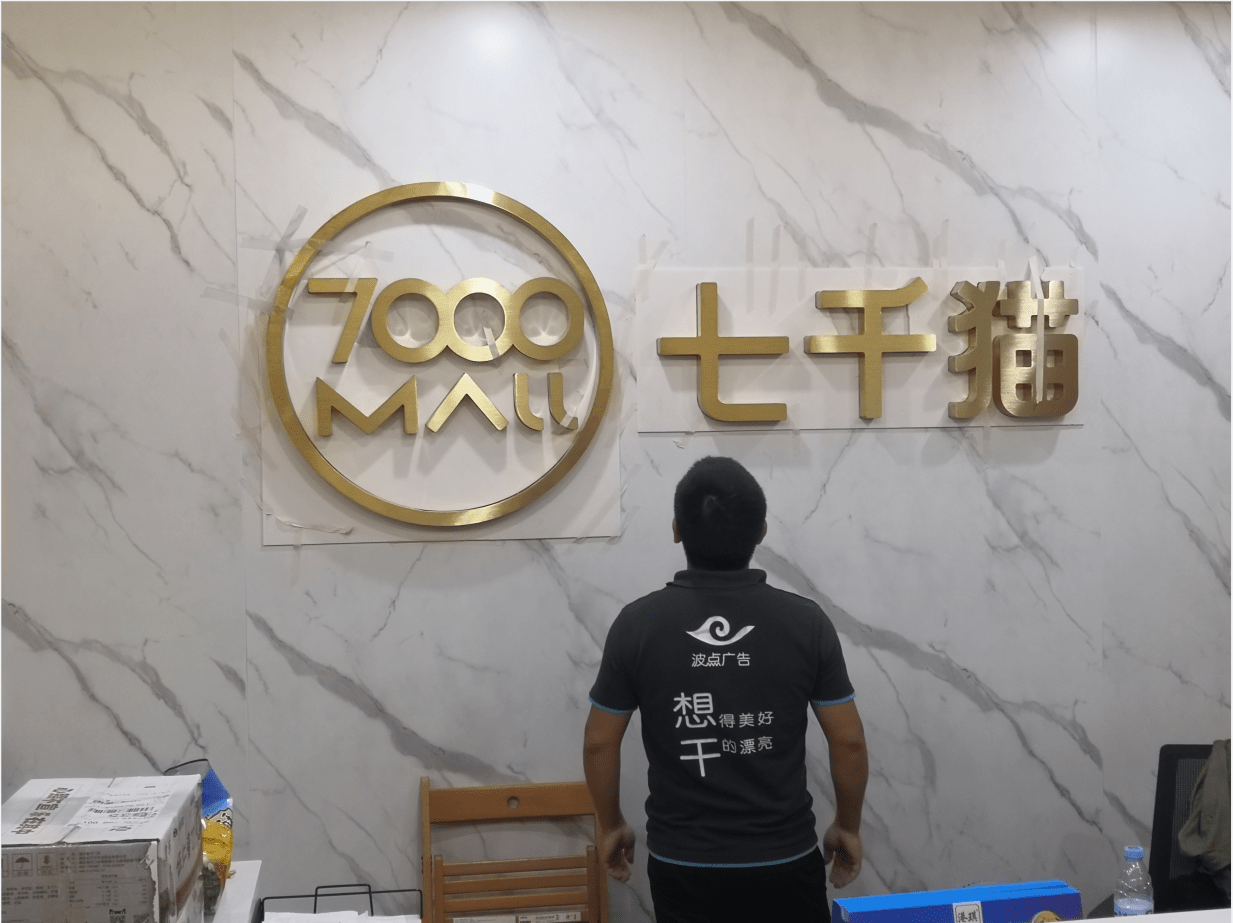 企业形象墙logo标识案例实图,前台公司logo标志材质选择