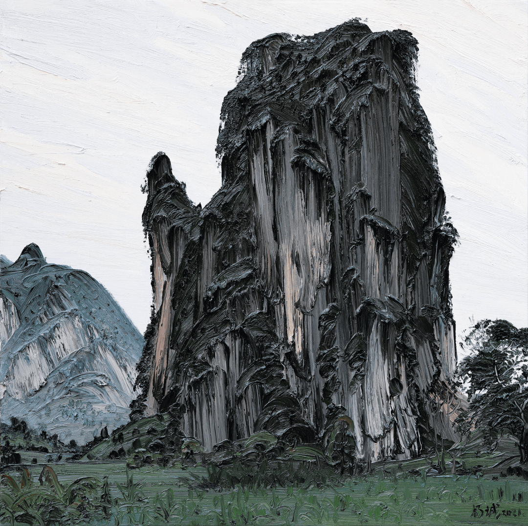 老周家后院》80×100cm 布面油画 2021年《写生龙州洞埠村壮乡美女山