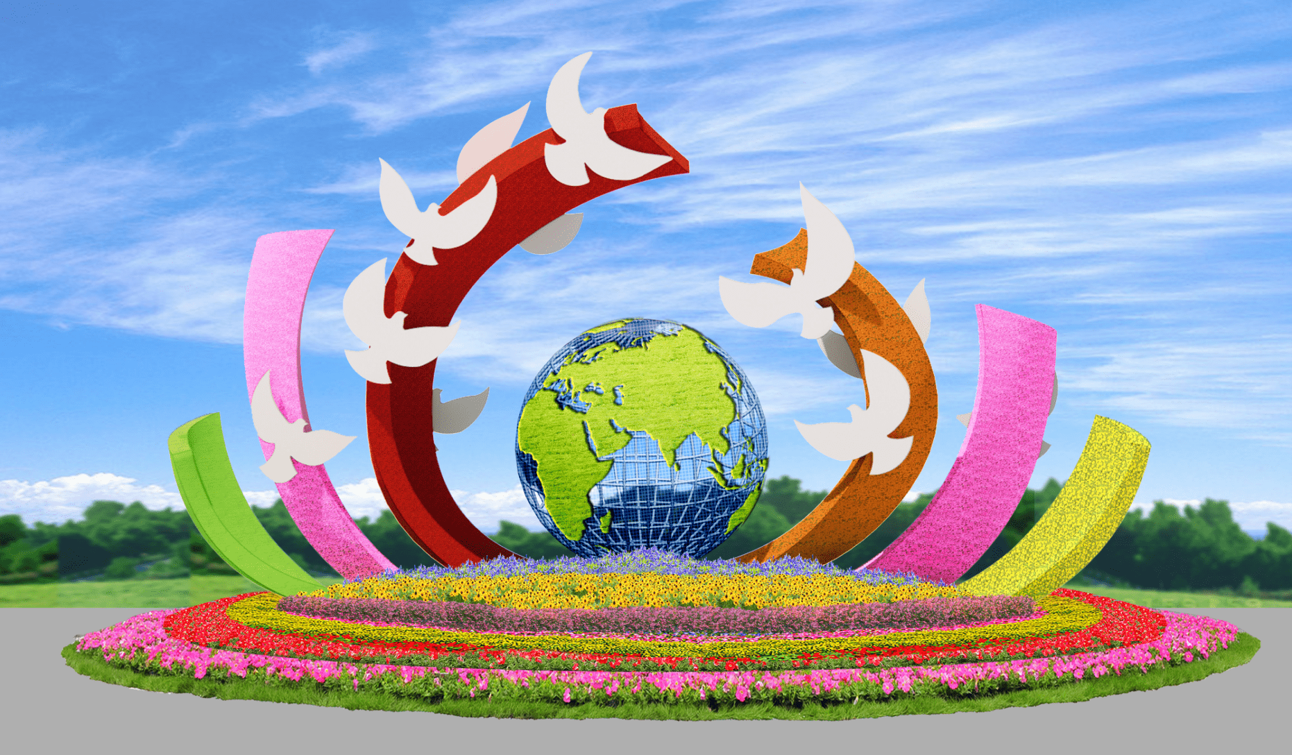 天安门广场布置"祝福祖国"花篮,14组立体花坛将亮相长安街_新发展