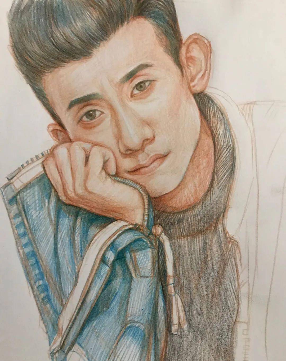 彩铅画《张一山》_青年_画笔_时候