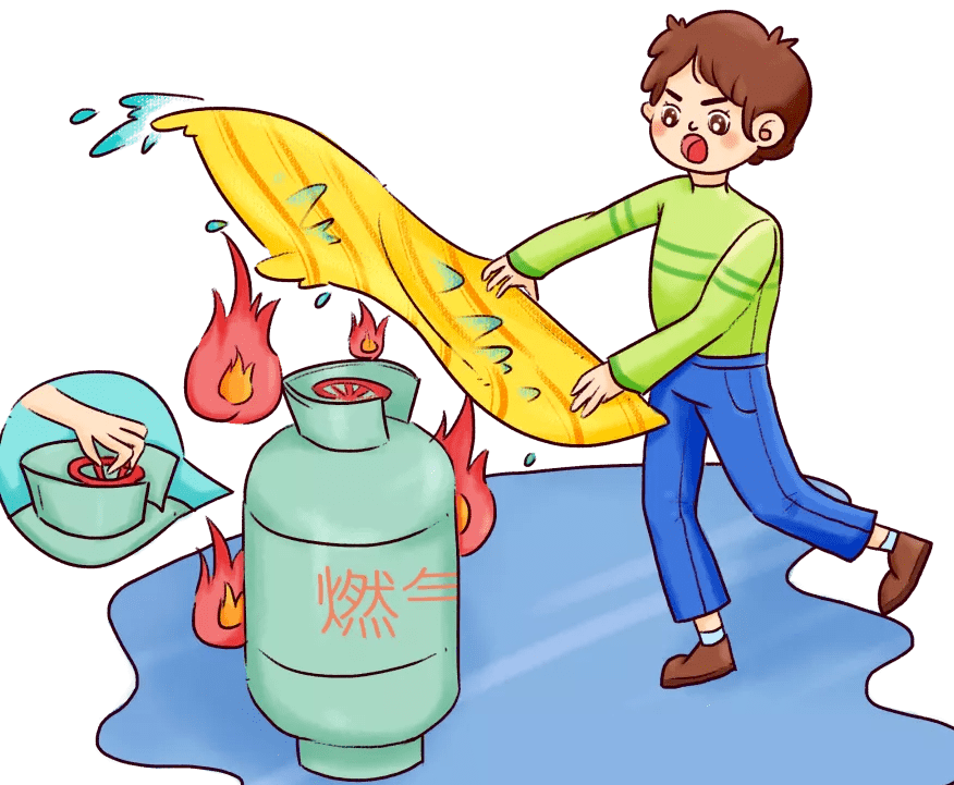 对燃气管道进行检修,并配备灭火器,灭火毯