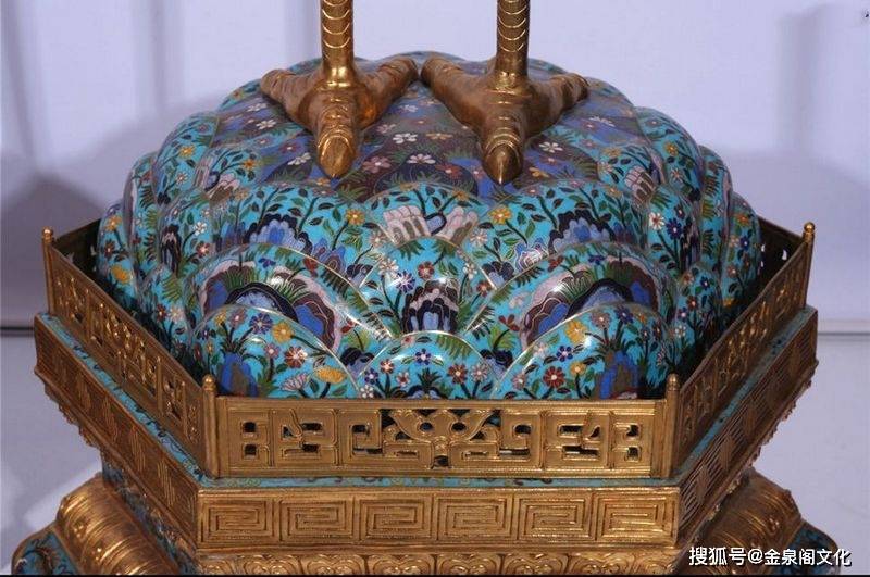 铜胎掐丝珐琅景泰蓝仙鹤烛台一对_搜狐网